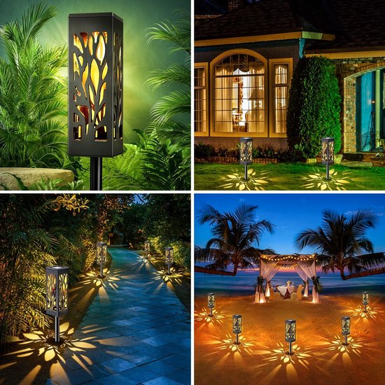 T-SUN Ledtuinverlichting op zonne-energie, 6 stuks, waterdicht, voor
