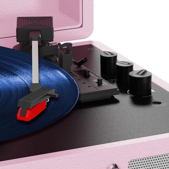 Mixx Revival 55 Stereo Vinyl - Platenspeler - Bluetooth - 33/45 RPM - Draagbare Koffer - Roze — afbeelding 5