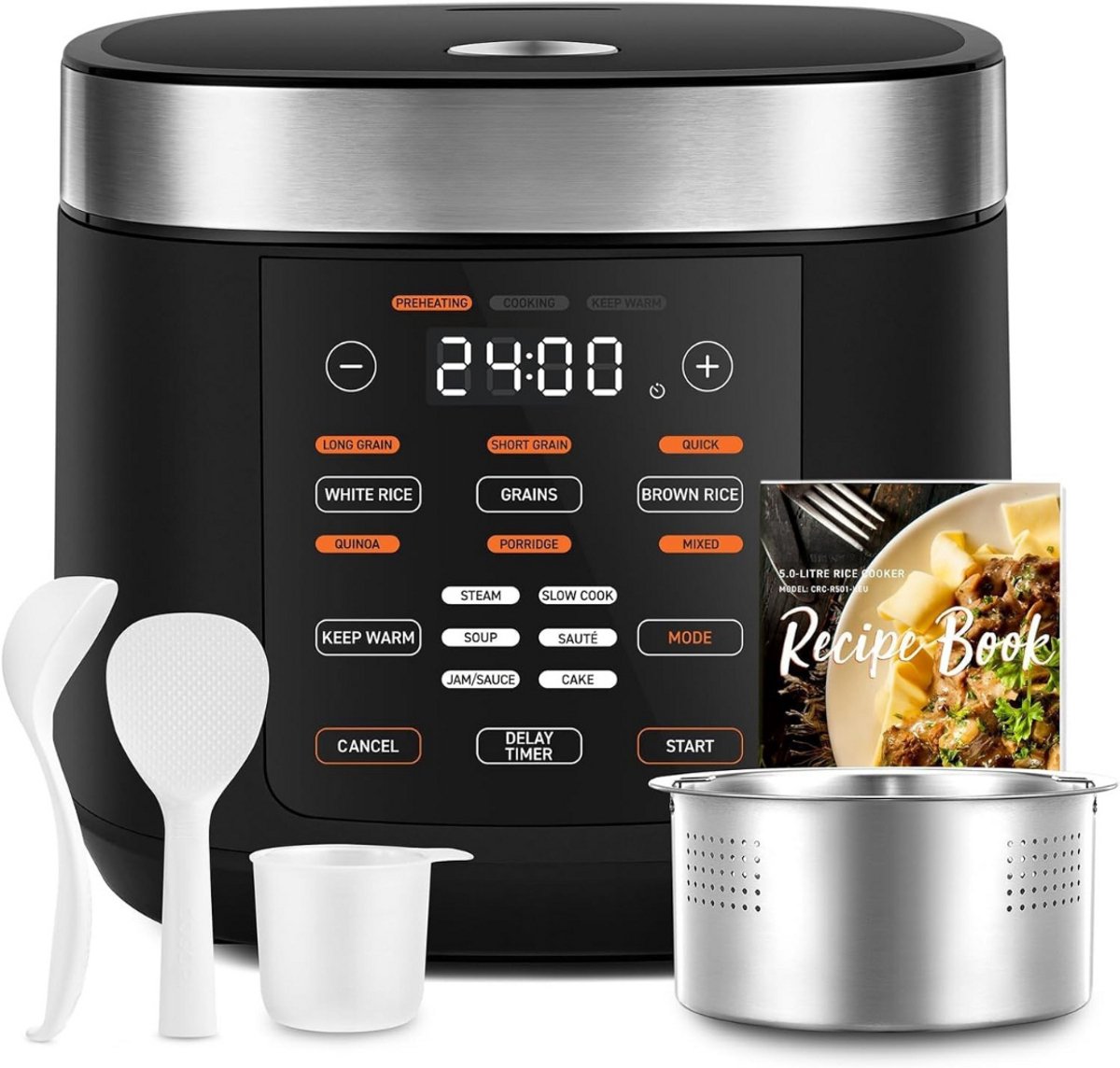 Slowcooker Met Timer - Digitale Slowcooker Met Timer - Programmeerbare Slowcooker - Hotpot - Elektrische Slowcooker - Binnenpan - Keramische Binnenpan - Timerfunctie - Warmhoudfunctie - Snelkookpan - Rijstkoker - RVS