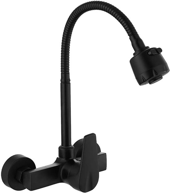 Outdoor waterkraan dubbele kraan tuinkraan 1/2 inch multifunctionele kraan roestvrij staal wandmontage mop wastafel kraan voor buiten, geborsteld A