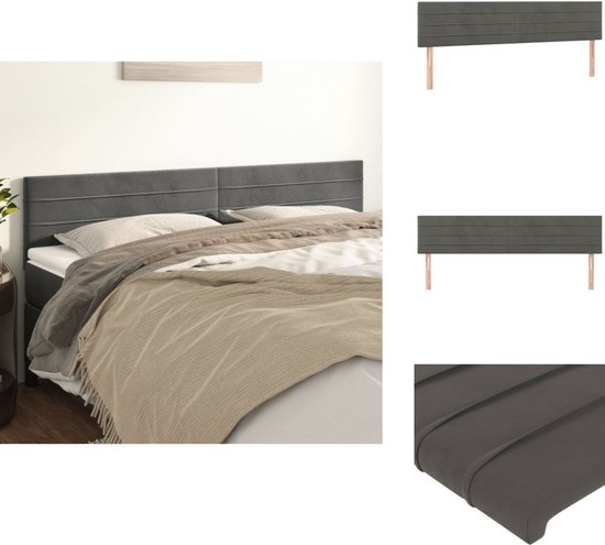 Hoofdborden 2 st 90x5x78/88 cm fluweel lichtgrijs | -nl