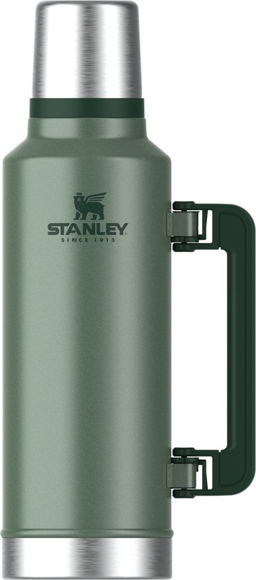 Stanley Classic Legendary Thermosfles 1.9L – Houdt 45 Uur Warm, 2 Dagen Koud – Vaatwasserbestendig – Roestvrijstalen Thermoskan – Lekvrij – Hammertone Green