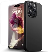 Nuvex Coque de téléphone Zwart adaptée pour iPhone 15 Pro avec film protecteur d'écran en verre de protection