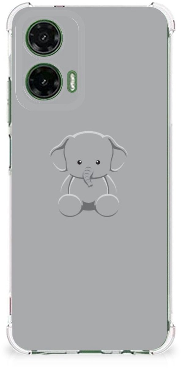 Motorola Moto G35 Stevig Bumper Hoesje Grijs Baby Olifant