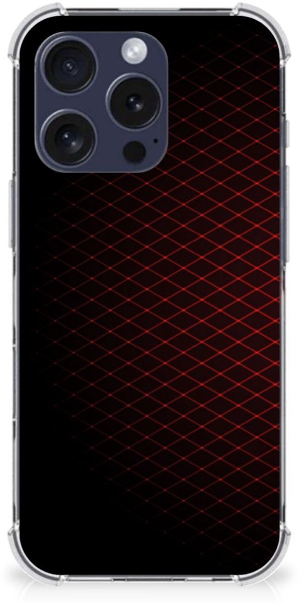 iPhone 16 Pro Max Doorzichtige Silicone Hoesje Geruit Rood