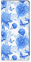 Smart Cover pour Samsung Galaxy S25 Plus Fleurs Blue