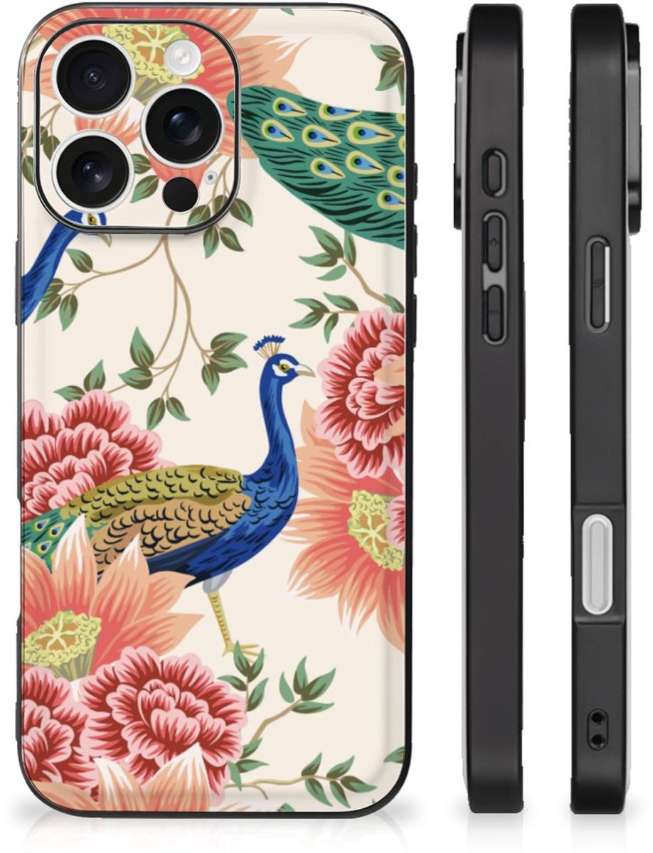 Dierenprint Telefoonhoesje voor iPhone 16 Pro Pink Peacock