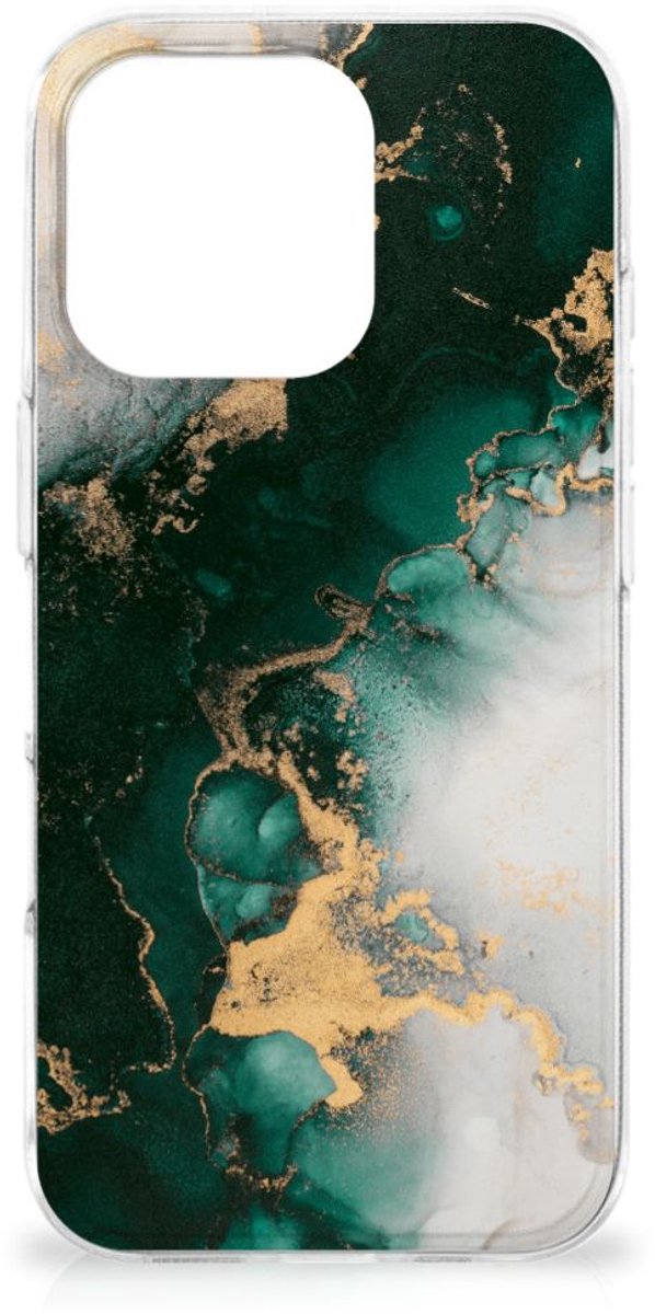 TPU Siliconen Hoesje voor iPhone 16 Pro Max Marmer Groen