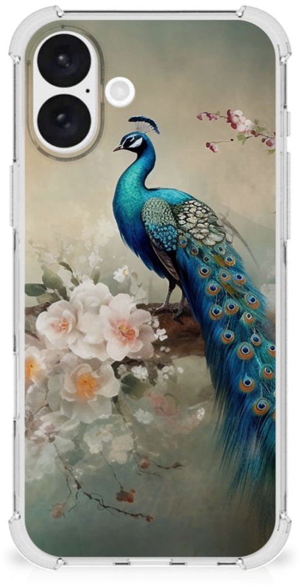 Case Anti-shock voor iPhone 16 Plus Vintage Pauwen