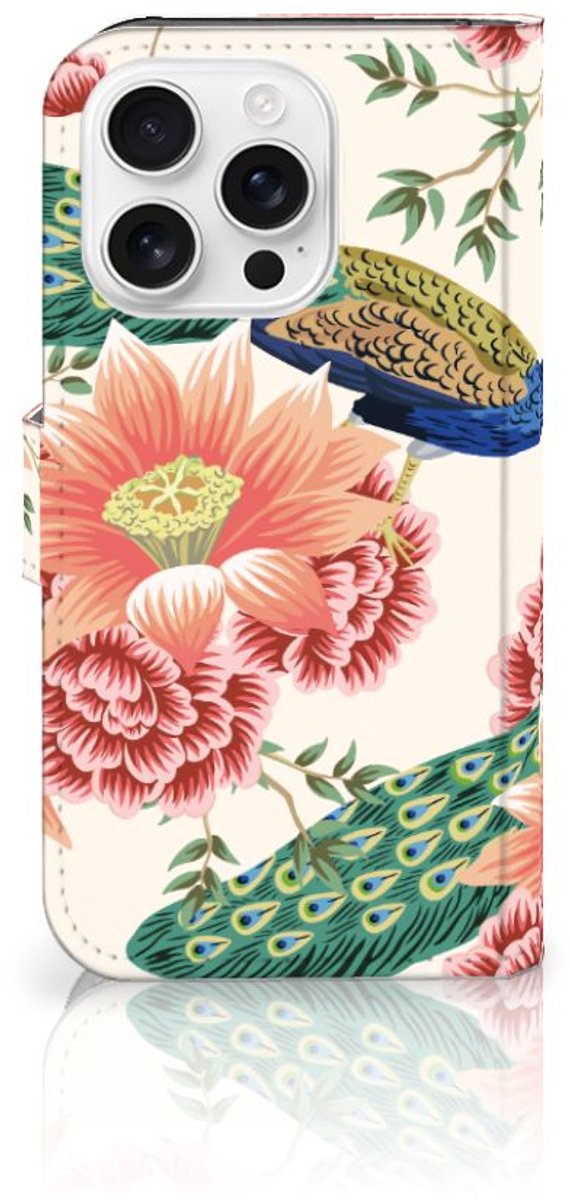 Telefoonhoesje met Pasjes voor iPhone 16 Pro Pink Peacock