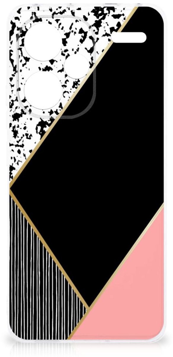 Xiaomi Redmi Note 13 Pro Plus TPU Hoesje Zwart Roze Vormen