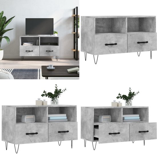 vidaXL Tv-meubel 102x37,5x52,5 cm spaanplaat zwart