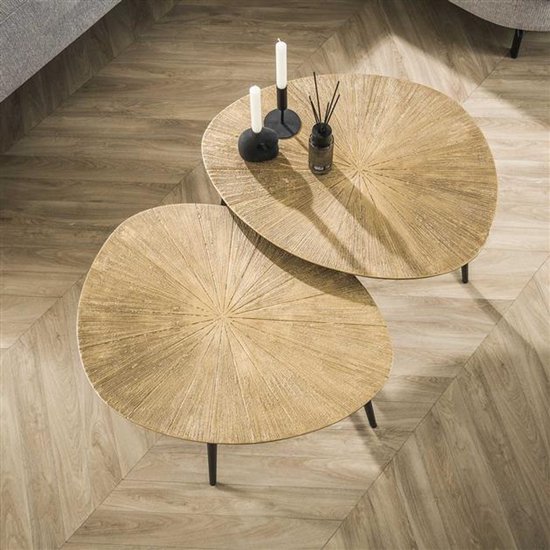Collection Hoyz - Set de 2 tables basses Organic Ray - Bronze/Métal Goud