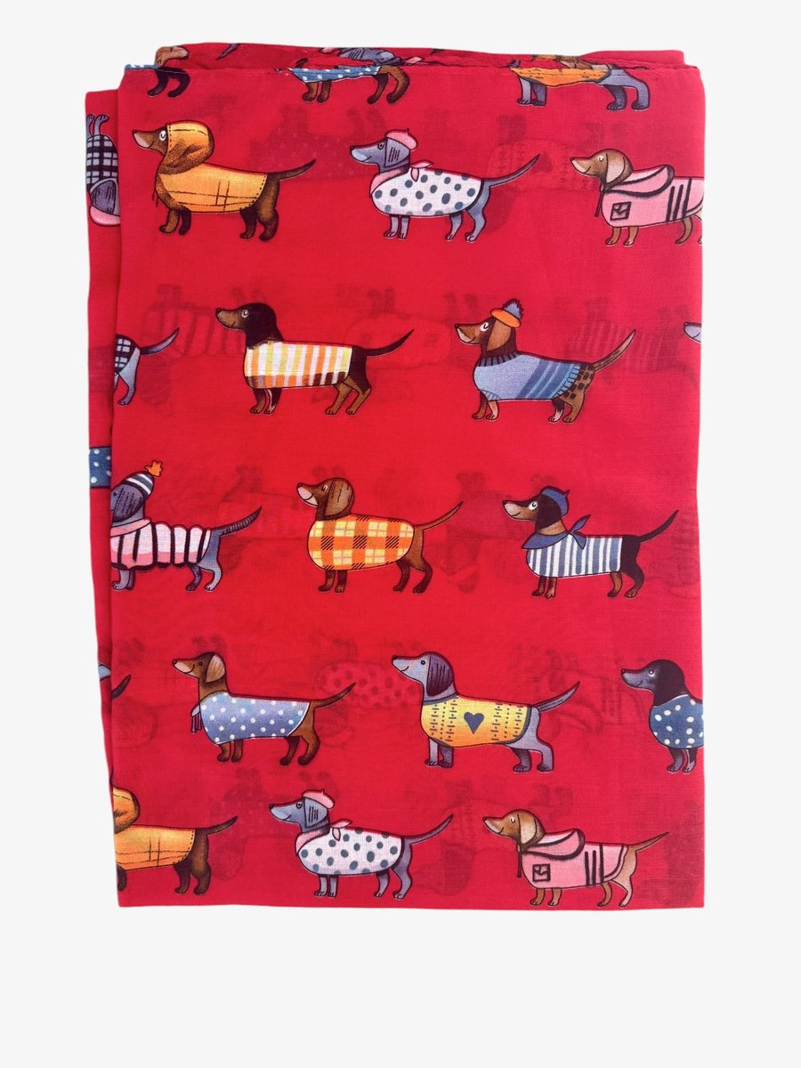 Sjaal Teckel Rood 180 x 85 cm