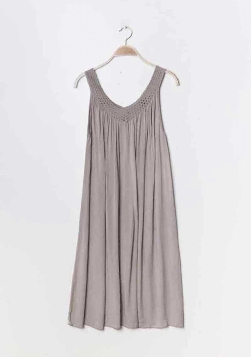 Dames midi jurk Chana-effen taupe bruin-Maat L/XL-strandjurk