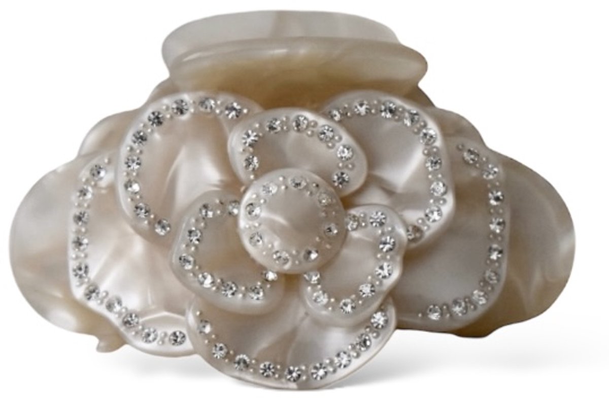 Made Somewhere - Rose clip beige - Bloem haarklem acetaat - beige unieke haarclip