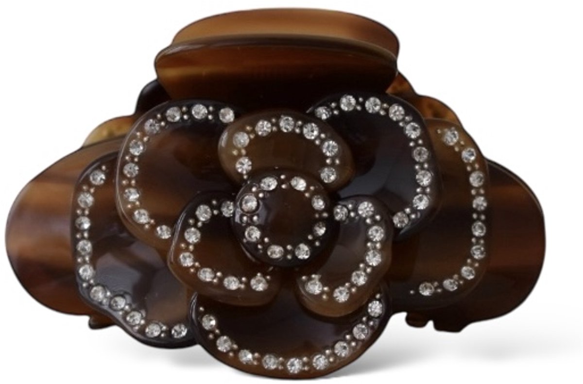 Made Somewhere - Rose clip bruin - Bloem haarclip acetaat - Bruine unieke haarklem