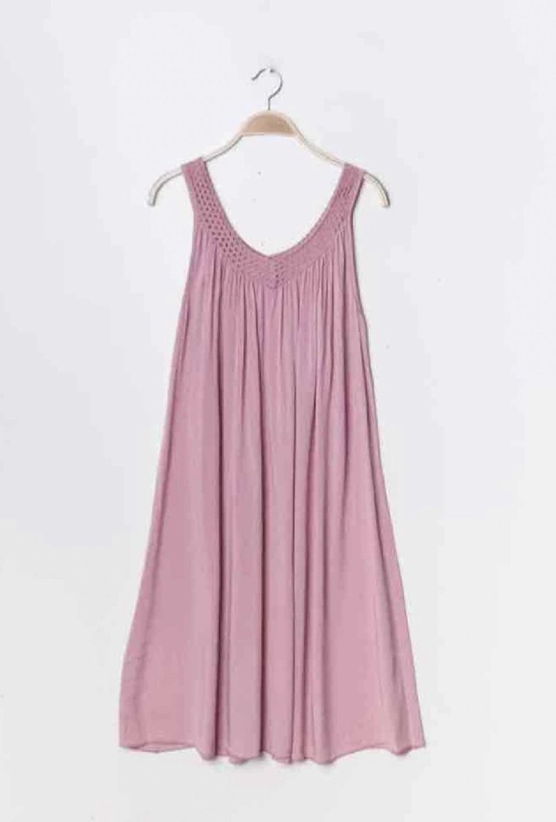 Dames midi jurk Chana-effen taffy pink roze-Maat L/XL-strandjurk