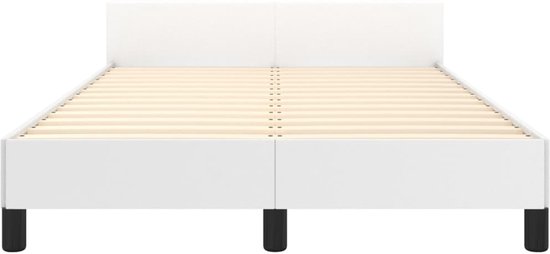 vidaXL Cadre de lit avec tête de lit Simili cuir Blanc 120x200 cm - Cadre de lit avec tête de lit - Encadrements de lit avec têtes de lit - Cadre de lit - Lit