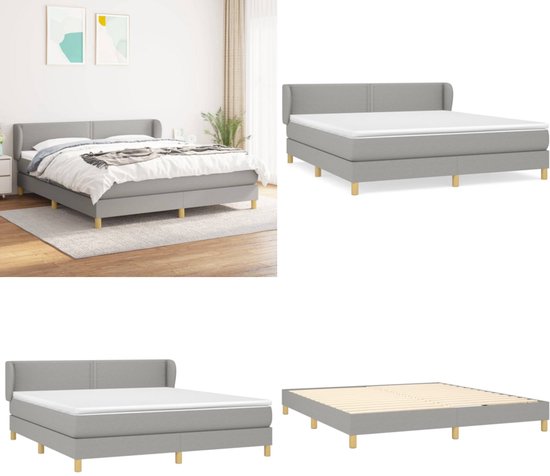 vidaXL Boxspring avec matelas Tissu Gris clair 180x200 cm - Boxspring - Sommiers - Lit - Meubles de couchage