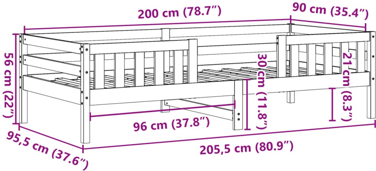 vidaXL Bedframe zonder matras massief grenenhout 90x200 cm vidaXL Bedframe zonder matras massief grenenhout 90x200 cm
