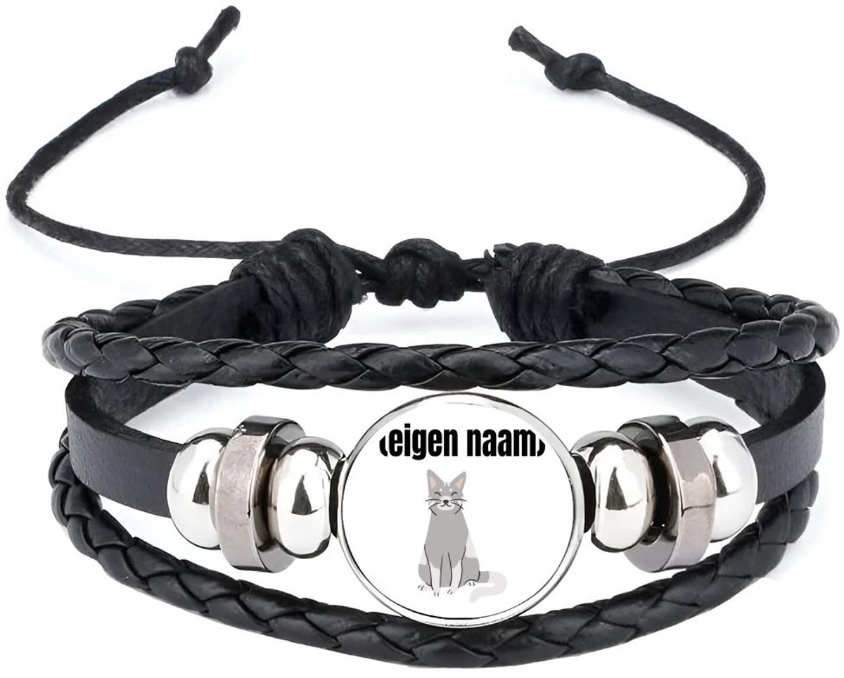 Akyol - kat met eigen naam armband zwart - Katten - katten liefhebbers - iemand die houdt van katten - verjaardag - cadeau - kado