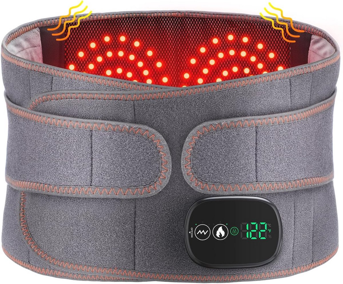 Draadloze Verwarmde Rugriem - Touchscreen Massage Buikwarmer met 3 Verwarm- en Massagemodi
