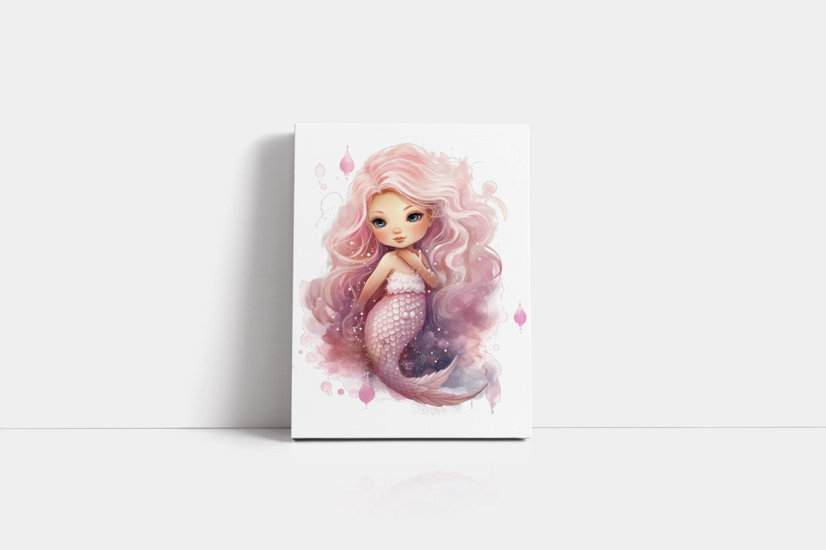Canvas Zeemeermin - Mermaid - kinderkamer canvas - 40 x 60 cm - Zeemeerminnen thema - meisjeskamer - kinderkamer kunst