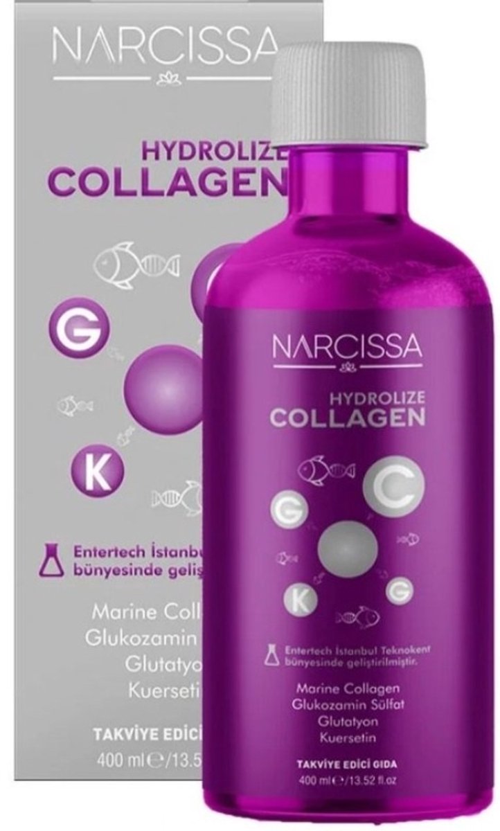 Goedkoopste NARCISSA Kolajen (Collageen) - 400ML | Krijg een strakke huid | Helpt bij verzorgen van Gewrichten | Anti Aging Effect | Helpt bij elasticiteit van je huid | Hydrolize Collagen | Marine Collagen | Glucosamine | Quersetin |