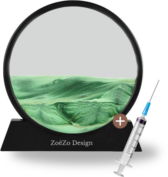 ZoeZo Design - Zandkunst - Groen - Bewegende Zand Kunst - Zandloper - Decoratie - Zand Ornament - Moderne Kunst - Zand - Sand Art - Sand Art Home Deco - Bewegende Zandkunst in Glas - Sand Painting - Zand Schilderij - Luxe Zandkunst - Luxe