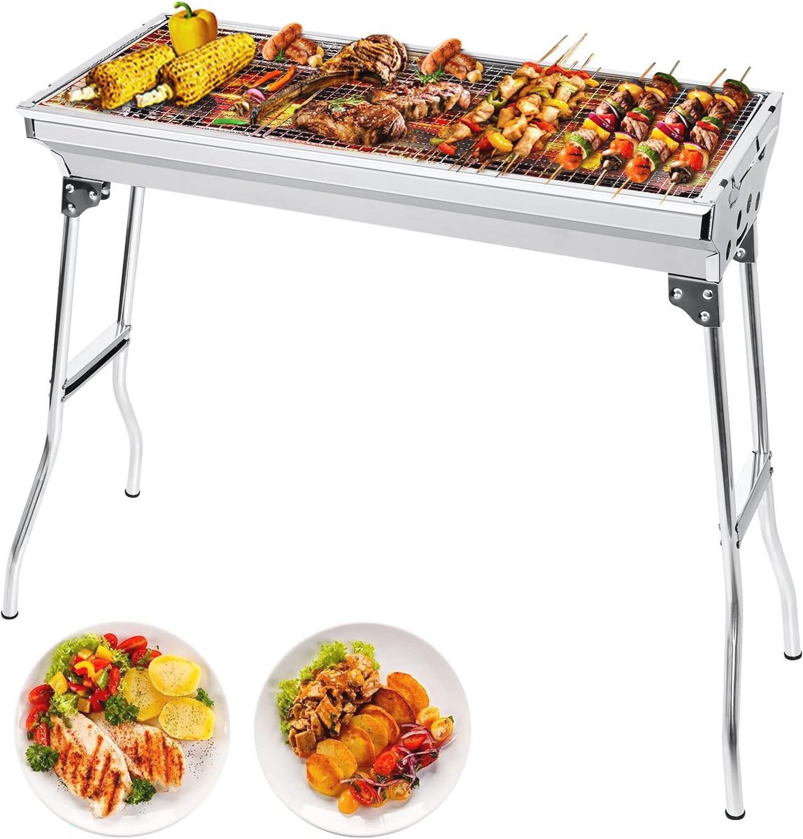 Houtskoolbarbecue voor Camping en Tuin - Opvouwbare Draagbare Grill voor 5-10 Personen