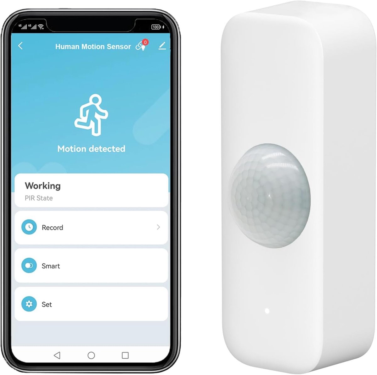 Slimme WiFi Bewegingssensor voor Thuis - Infrarood PIR Draadloze Detectie met App Alert en Compatibiliteit met Alexa
