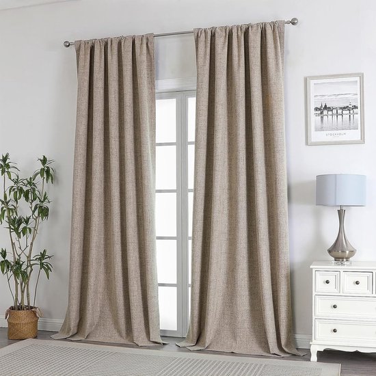 Rideaux entièrement occultants Unyqoos ® avec un aspect lin Luxe pour une isolation thermique optimale