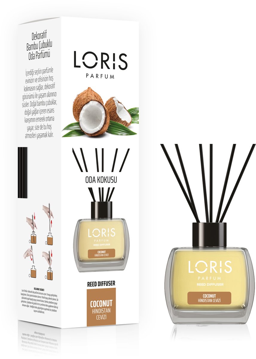 Loris Parfum - Geurstokjes - Parfum - Huisgeur - Huisparfum - Coconut - 120 ml