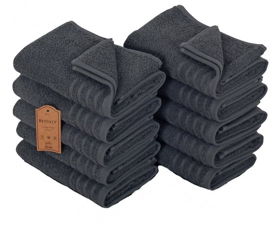 Betully® Phileap - Handdoeken 50 x 100 cm - set van 10 - Hotelkwaliteit – Zware kwaliteit 500 g/m2 Antraciet