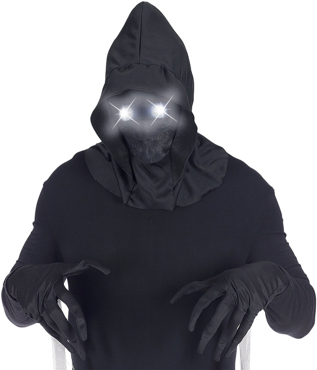 WIDMANN - Onzichtbaar gezichtsmasker met capuchon en lichtgevende ogen wit volwassene