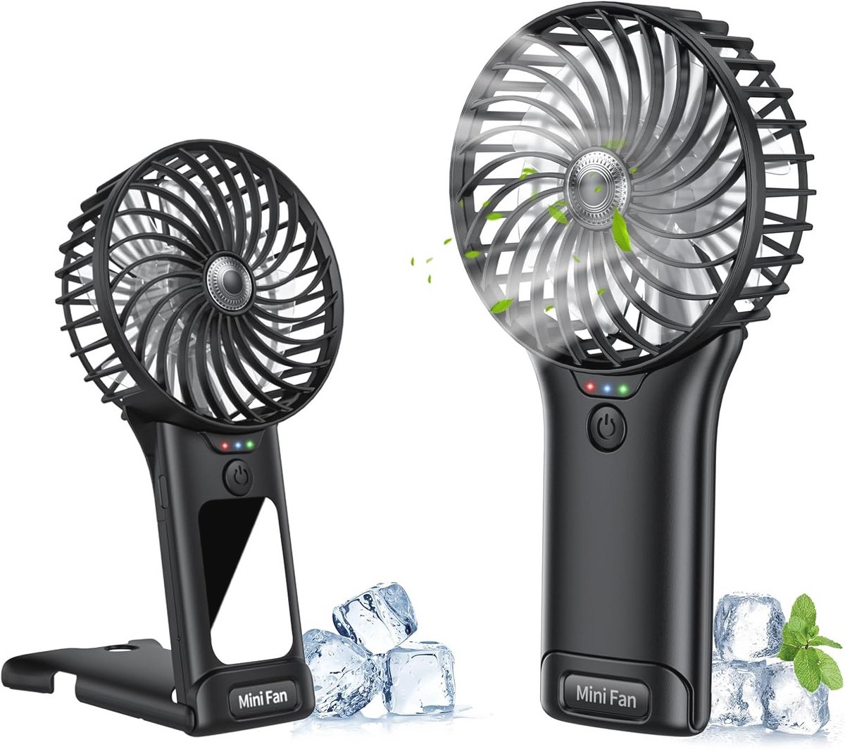 Draagbare USB Ventilator met Spiegel - Stille Mini Ventilator met 4 Snelheden voor Thuis en Buiten