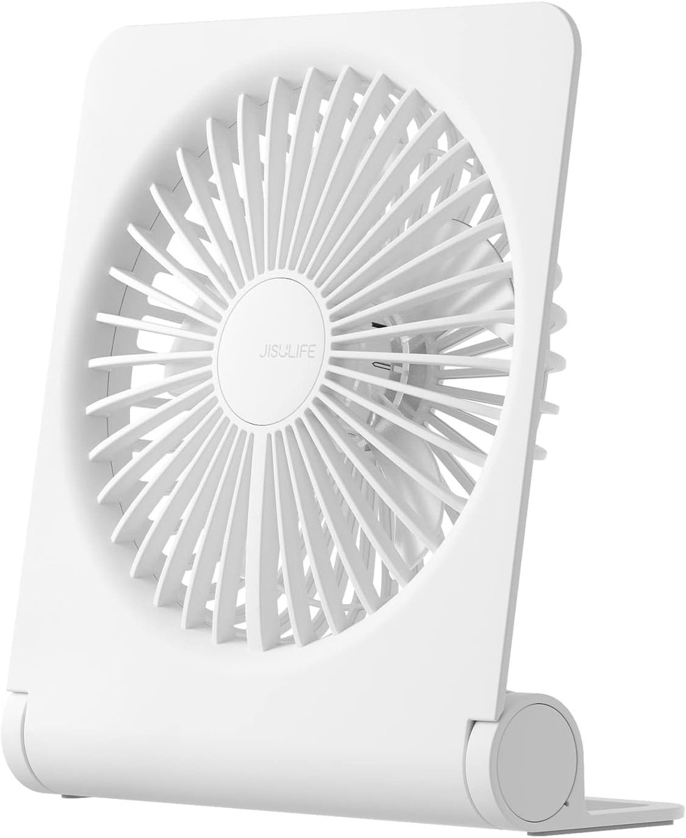 Draagbare USB bureauventilator - Oplaadbaar, opvouwbaar, 4 snelheden, 160 graden draaibaar, ideaal voor kantoor, huis en camping