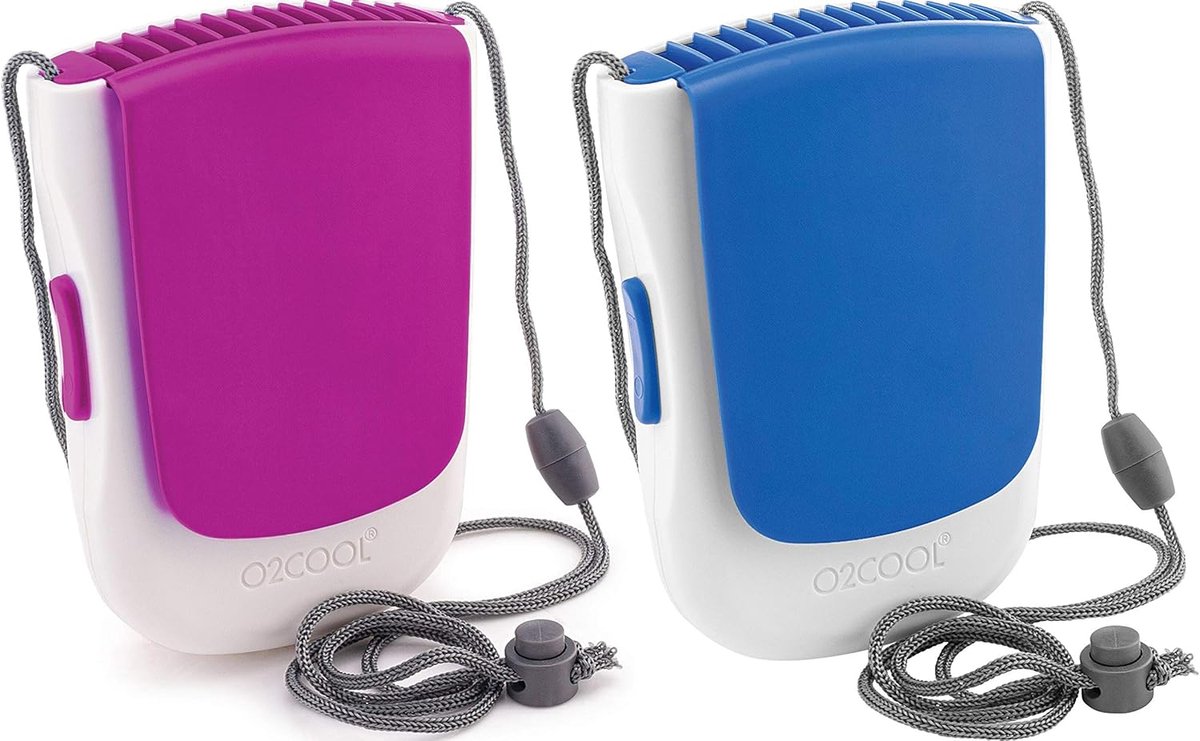 Persoonlijke Draagbare Koelventilator met Batterij, Handsfree Design, Verstelbare Lanyard en Clip - 2 Pack