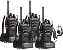 Baofeng 88E - Portofoon 4 Stuks - Walkie Talkie - Met Oortjes - 500mW - 5km Bereik - 446 Mhz