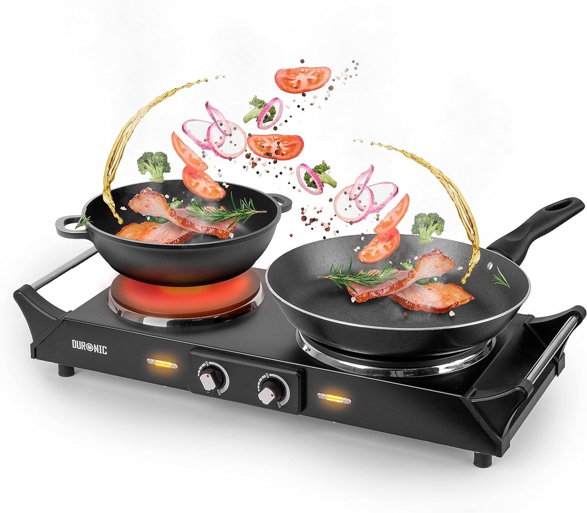 Dubbele Kookplaat - Elektrisch Fornuis - Koken Thuis - 2500 Watt Vermogen - 2 Pits - Zwart