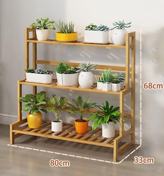 Relaxdays Étagère pour plantes en bois support pot de fleurs en escalier décoration 3 niveaux 57 Relaxdays Étagère pour plantes en bois support pot de fleurs en escalier décoration 3 niveaux 57