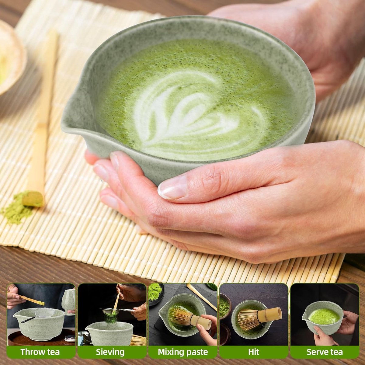 Goodwei Matcha set Kuro prémiové organické matchy bílý bambus 30 g