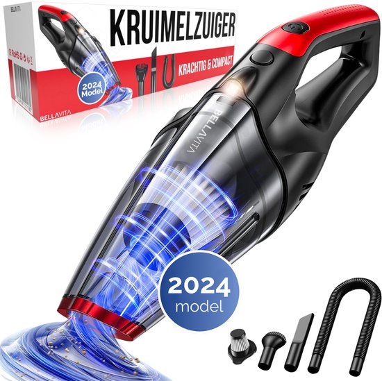 BELLAVITA Kruimelzuiger Snoerloos Rood HEPA Filter LED