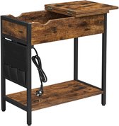 Table de chevet Stemily - Table d'appoint - Industrielle - Station de charge - 2 Prises électriques - 2x USB - Câble 150 cm - 60x 31,5x60cm