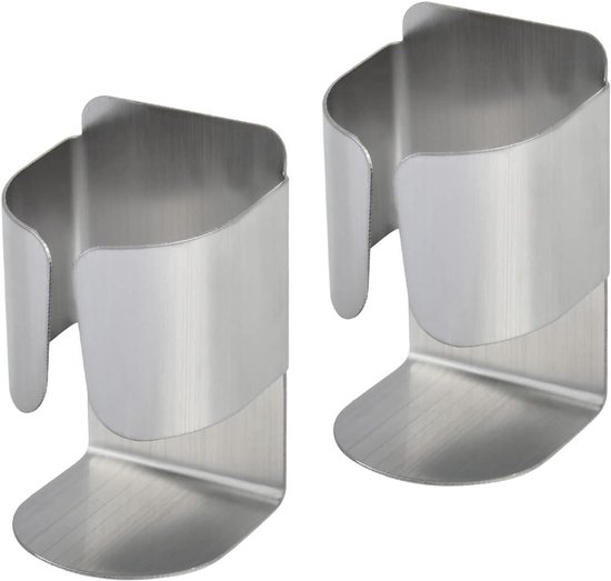 Tandenborstelhouder voor elektrische tandenborstels, roestvrij staal, 4 cm universele opening, wandhouder met organizer voor tandenborstels en tandpasta, zonder boren of met boren, zwart, 2-voudig