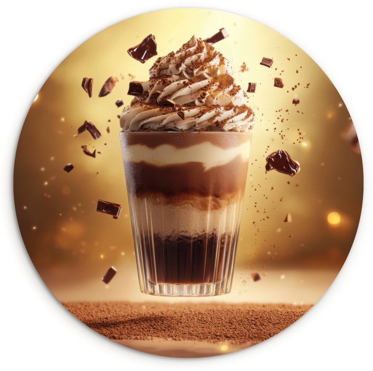 WallCircle Wandcirkel 140x140 cm - Muurcirkel Dessert - Chocolade - Zoet - Eten - Muurdecoratie woonkamer - Wanddecoratie slaapkamer - Kamer decoratie accessoires - Ronde schilderijen