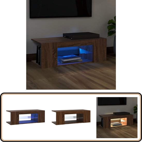 VidaXL Tv meubel Met LED verlichting Bruin Eik Tv meubel Houten Tv VidaXL Tv meubel Met LED verlichting Bruin Eik Tv meubel Houten Tv