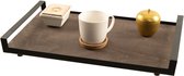 Plateau Industrial Living - Plateau décoratif - Plateau rectangulaire - Groot - Zwart - Bois - Métal - 48x32cm