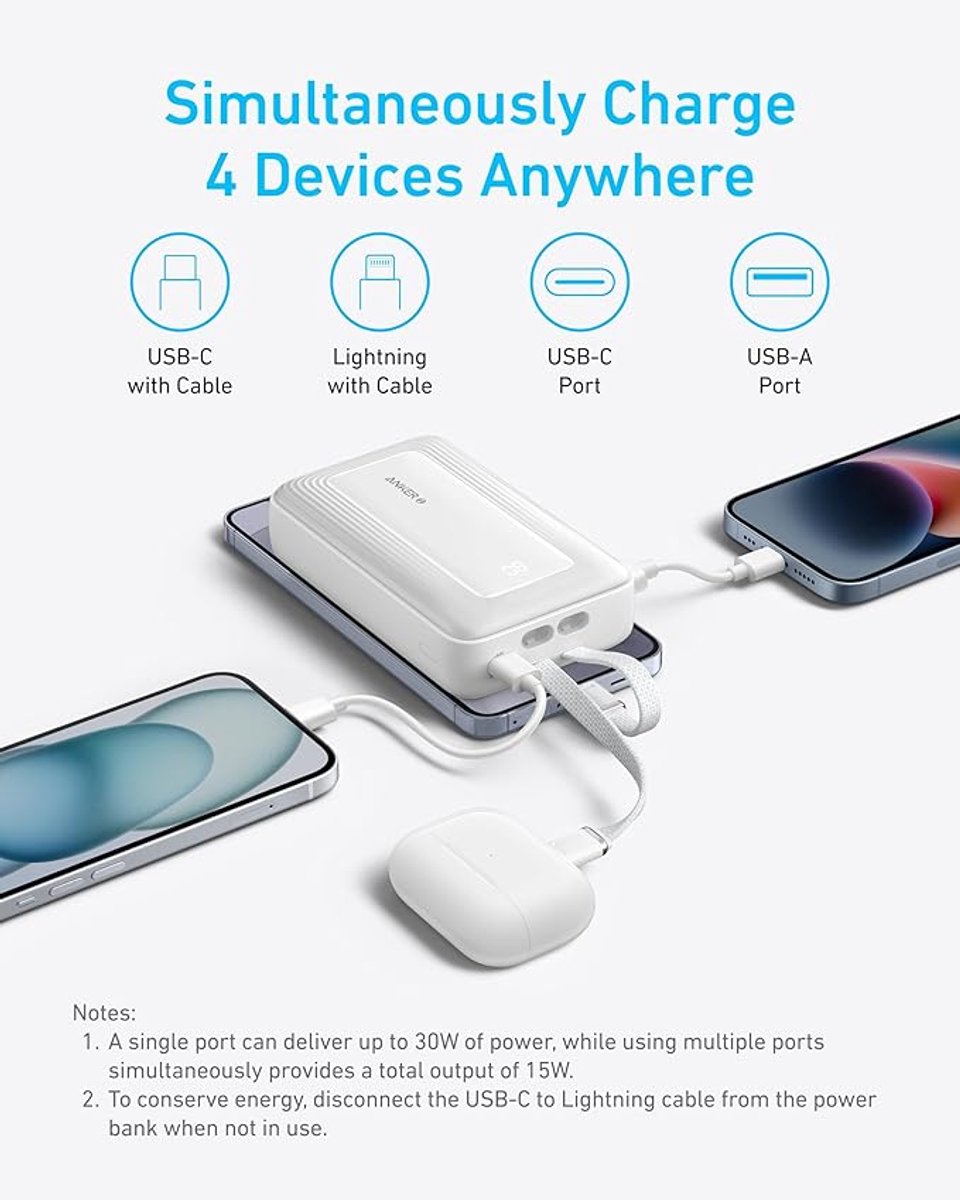 Anker Zolo Power Bank 10.000 mAh met Geïntegreerde USB-C - afbeelding 3